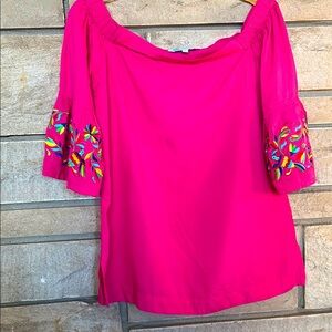 Escapada Pink Off-the-Shoulder Embellished Blouse